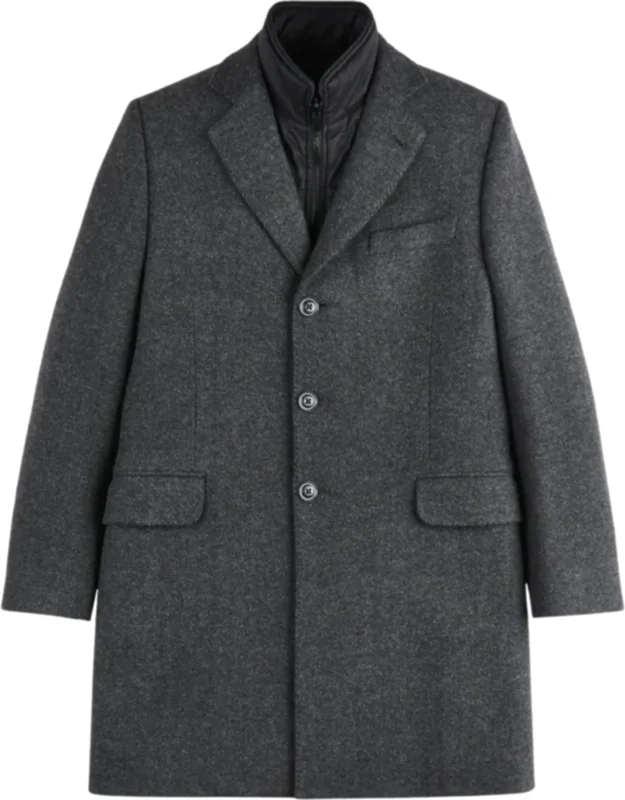 Herringbone Notched-lapel Coat