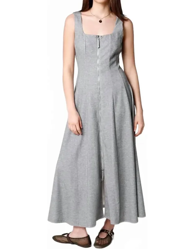 Front Zip Midi Dress