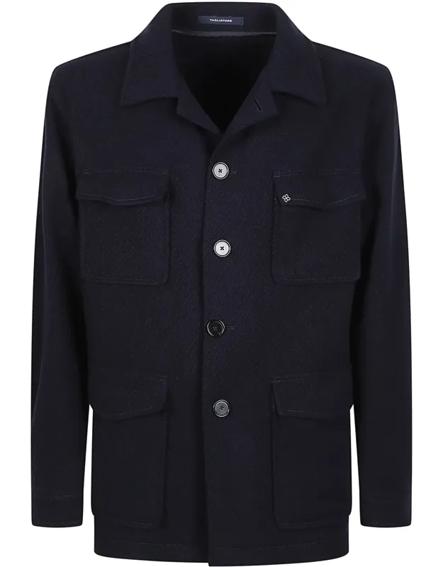 Wool-blend Flap-pocket Down Jacket