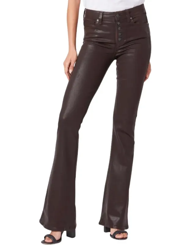 Coated High Rise Flare Pants