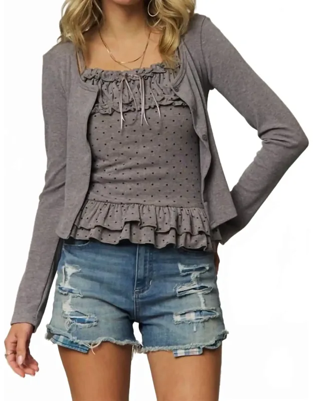 Polka Dot Camisole With Cardigan