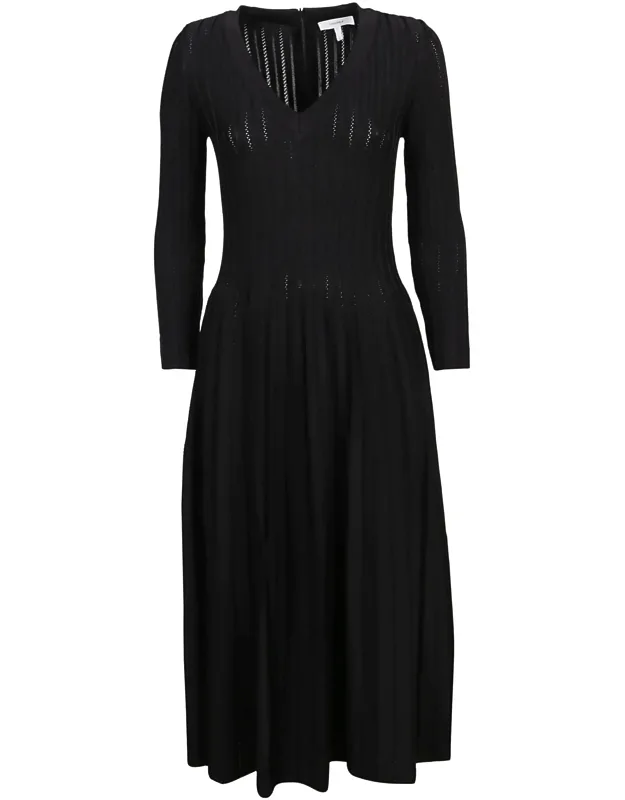 Pointelle V-neck Midi Dress