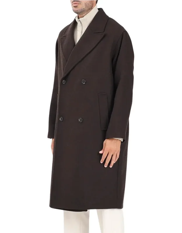 Long Double-breasted Wool-blend Coat