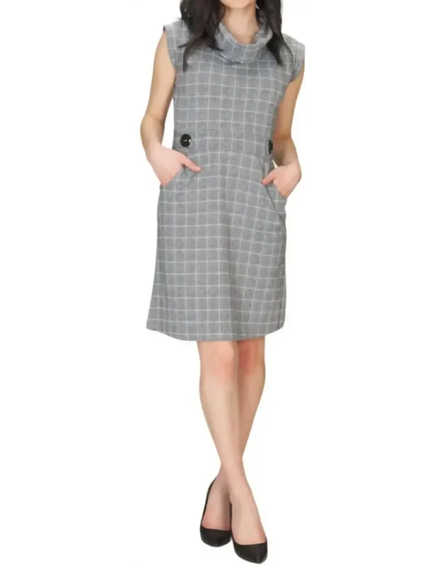 Plaid Sweater Dress With Pockets