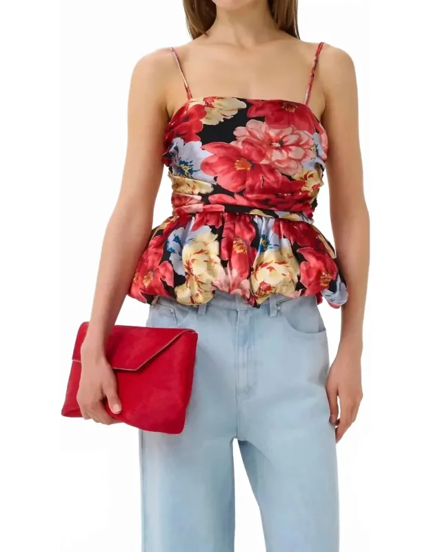 Squared Neck Top In Floral