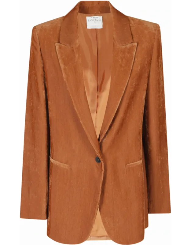 Corduroy Velvet Single-breasted Viscose Blazer