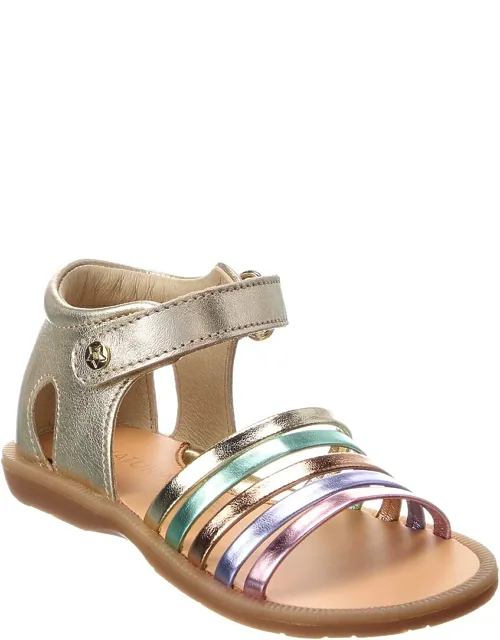 Naturino Rubino Sandal With Gold-tone Hardware And Velcro Closure