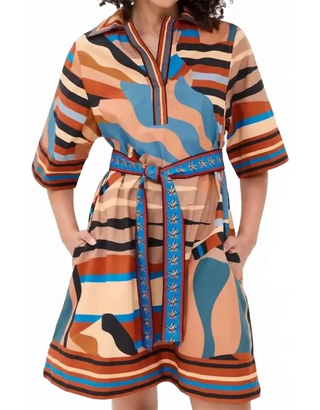 Striped Geometric Print Dress