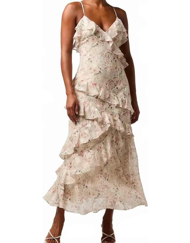 Ruffled Embroidered Sequin Dress
