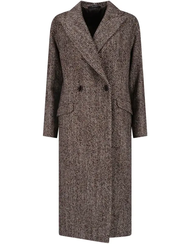 Herringbone Wool Long Coat