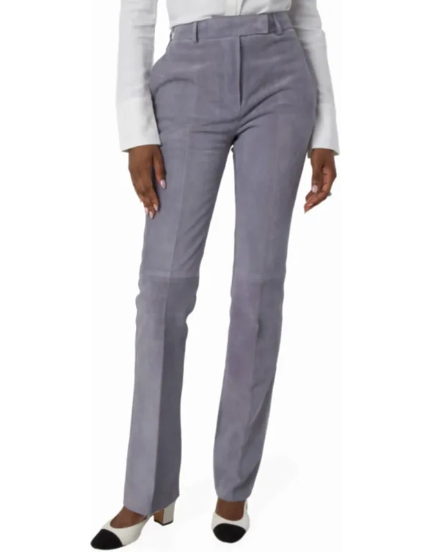 Suede Straight-leg Tailored Trousers