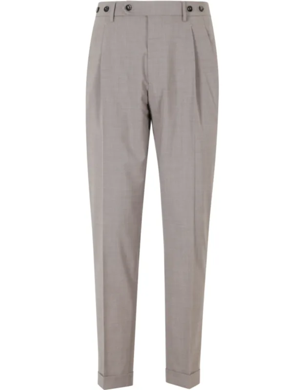Long Darts Turn-up Wool-blend Trousers