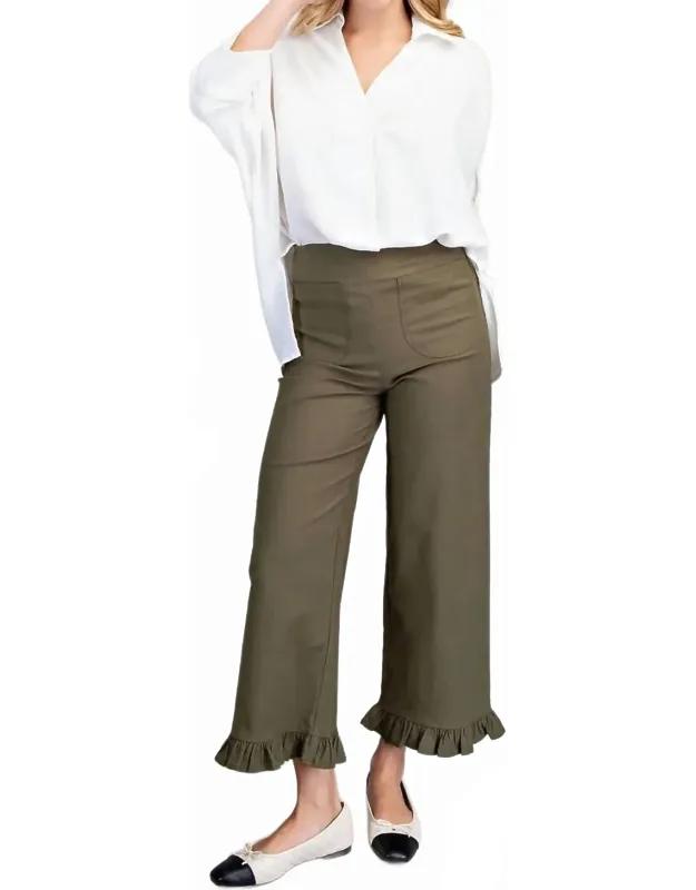 Leanne Straight Leg Ruffled Hem Pants