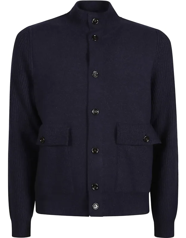 Structured Wool Jacket With High Collar And Flap Pockets