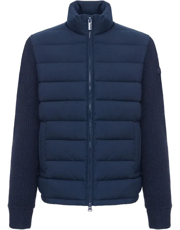 Hybrid Padded Jacket With Ribbed Sleeves And Adjustable Hem