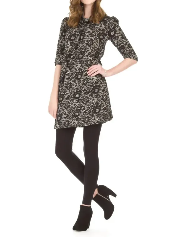 Floral Lace Print Pleat Front Dress