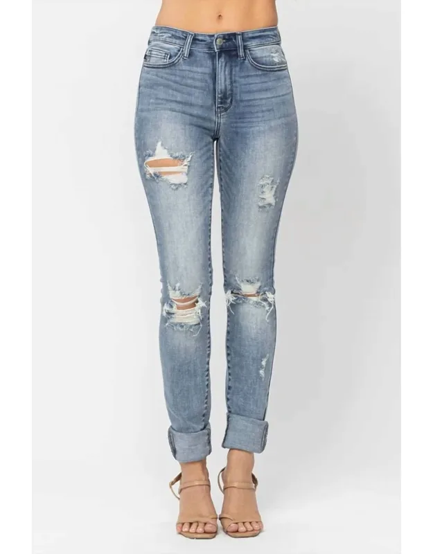 High Rise Destroyed Skinny Jeans