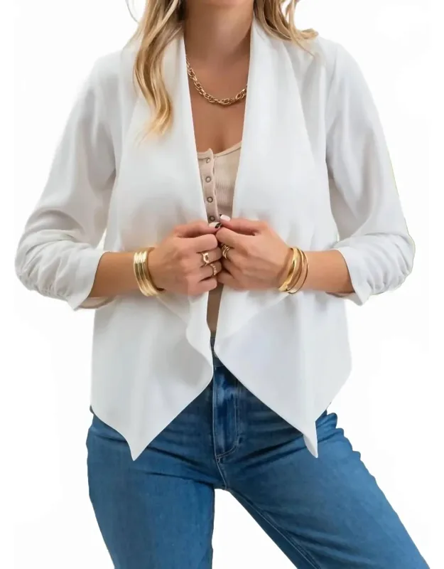 Ruched Sleeve Blazer