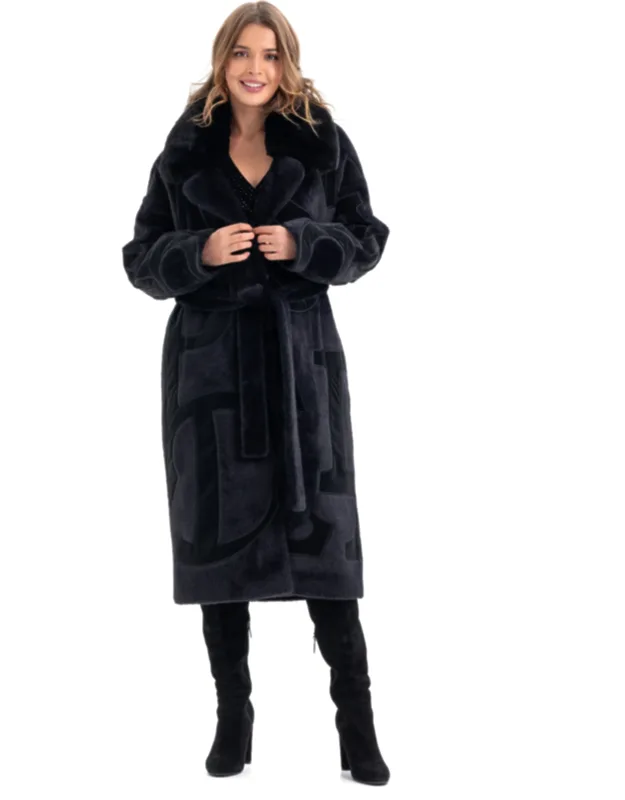 Wool Blend Intarsia Winter Coat
