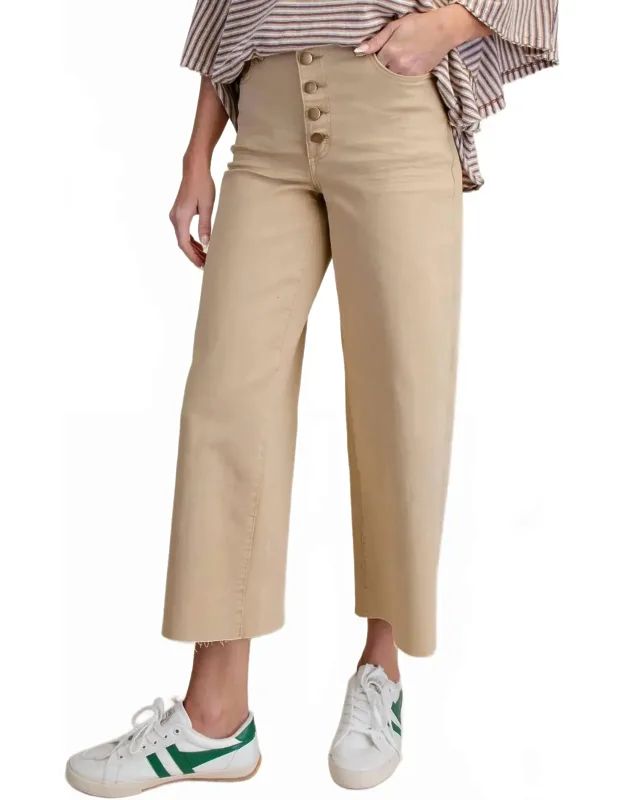 Button-front High-rise Twill Pants