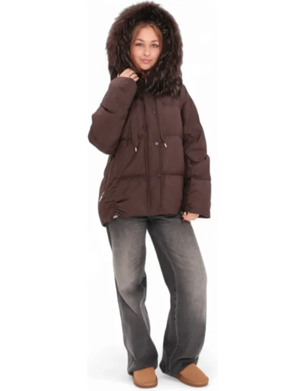Genuine Fur Trim Down Fill Jacket