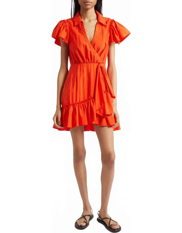 Asymmetric Ruffle Taffeta Mini Dress