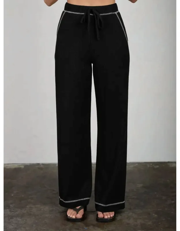 Drawstring Detail Ribbed Knit Lounge Pants