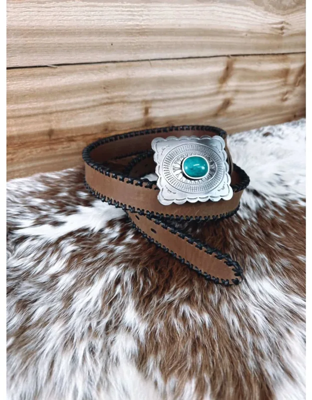 Turquoise Leather Belt