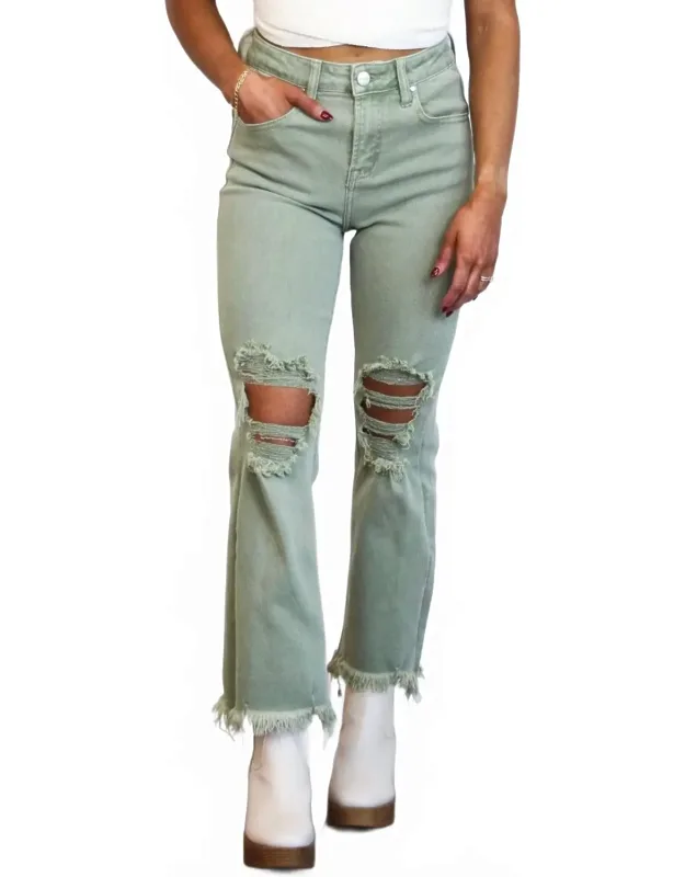 Distressed High Rise Straight Leg Jeans