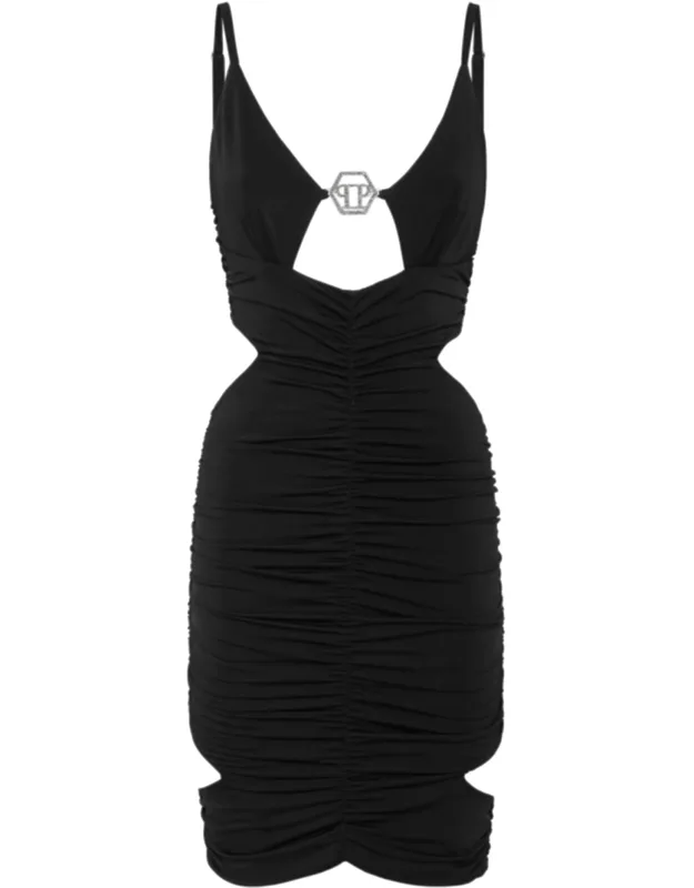 Mini Dress With Plunging Neckline And Asymmetries