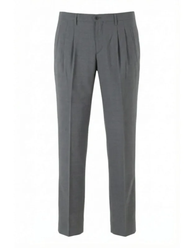 Plattis Double Darts Wool Straight-leg Pants