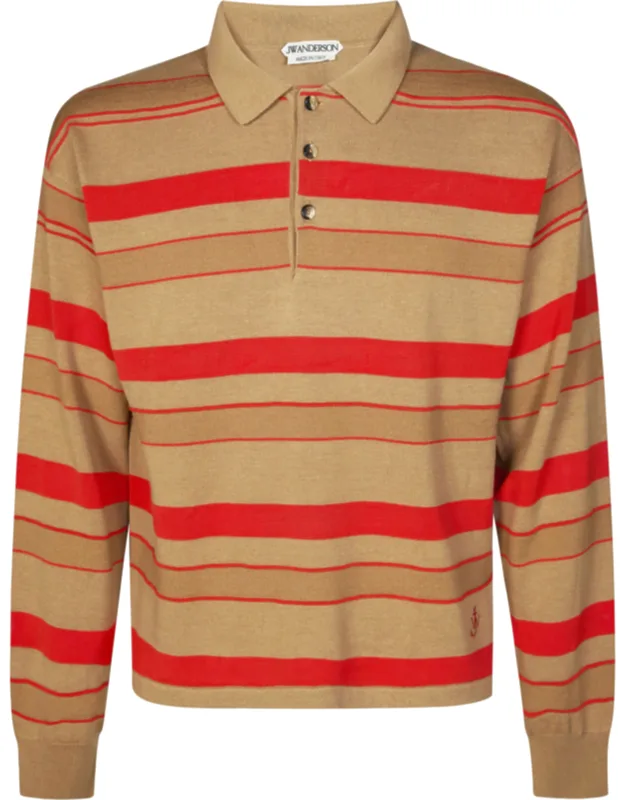 Knitted Bold Striped Rugby Polo Shirt