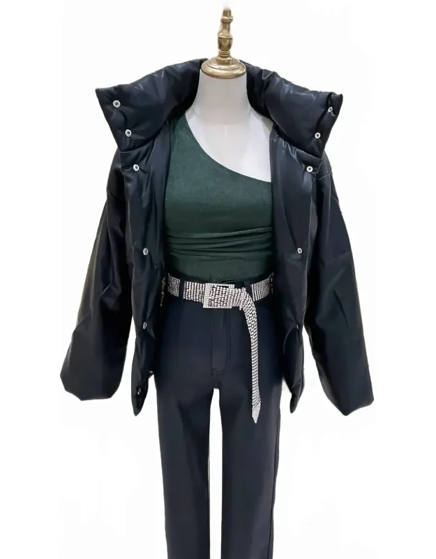 Linda Leather Puffer Jacket