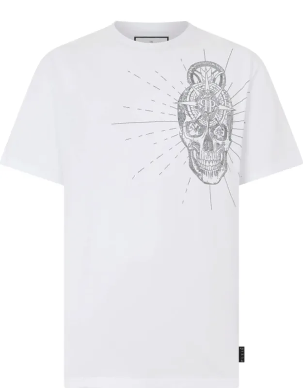Round Neck T-shirt With Skull Stones