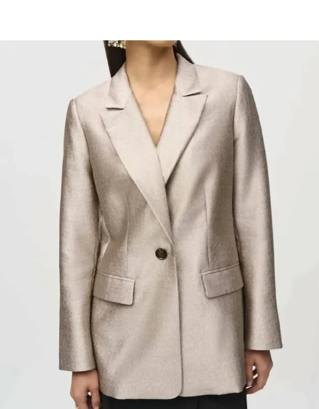 Woven Fitted Metallic Blazer