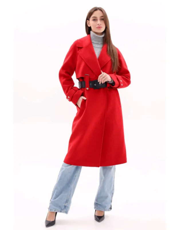 Belted Wool Cashmere Blend Overcoat