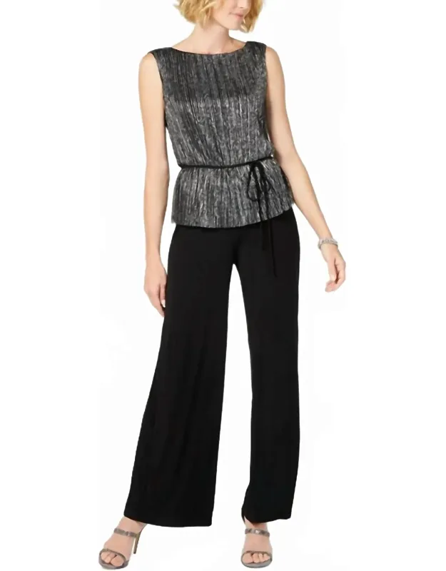 Metallic Sleeveless Jumpsuit