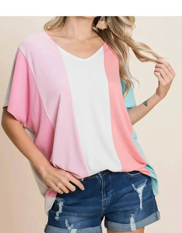 Striped Color Block Tunic Top