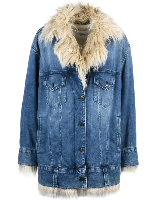 Denim Overcoat With Fur