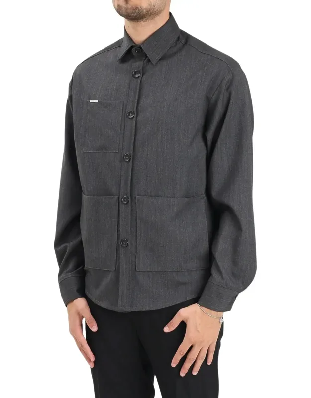 Structured Button-down Wool Shirt