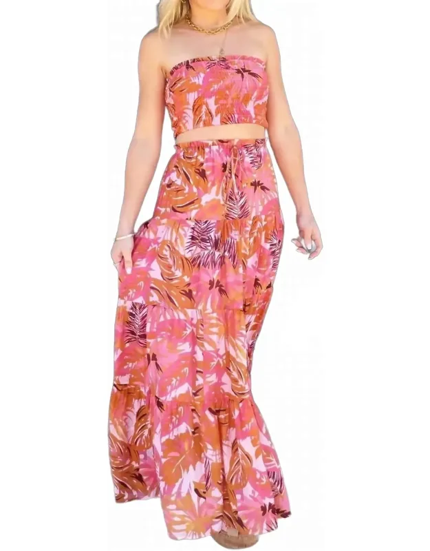 Tropical Bandeau Floral Skirt Set