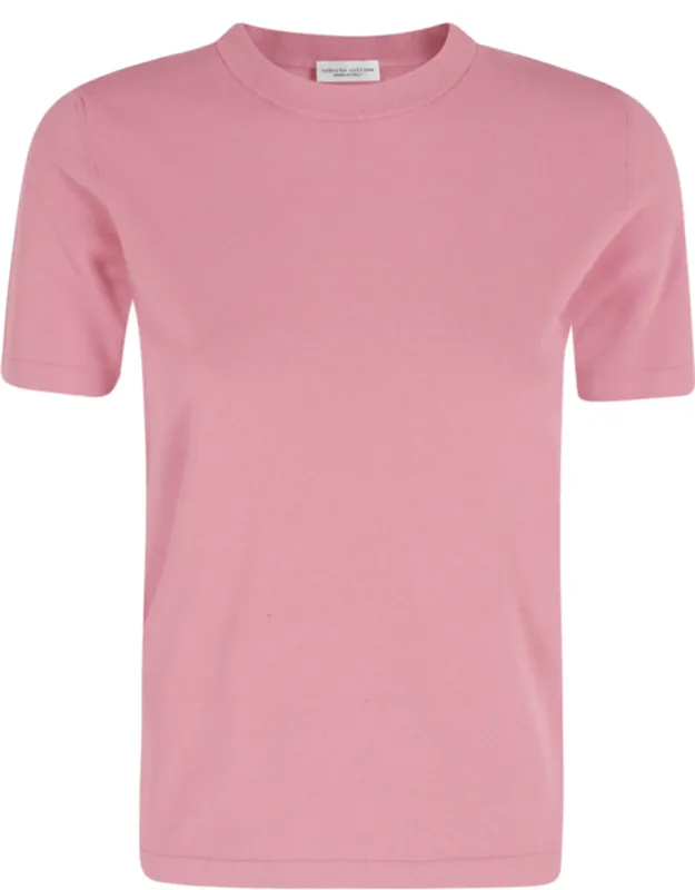Round-neck Ribbed-trim Viscose T-shirt