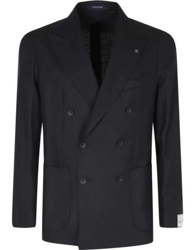 Double-breasted Textured Wool-blend Blazer