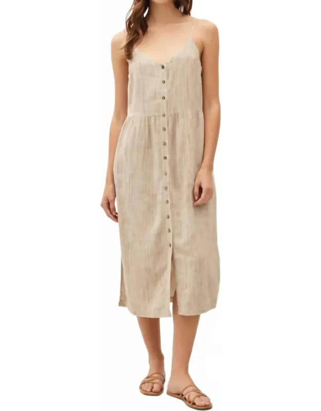 Striped Linen Button Up Tank Dress