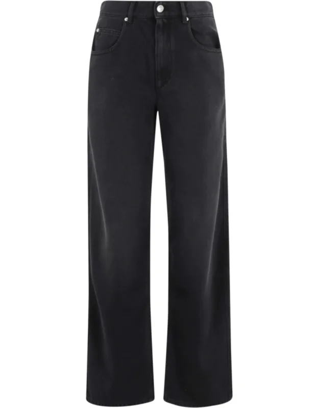 Faded Black Five-pocket Straight Lyocell-blend Jeans