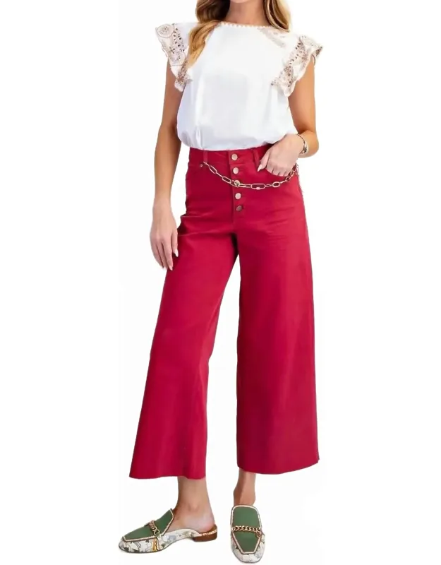 Button-front High-rise Twill Pants