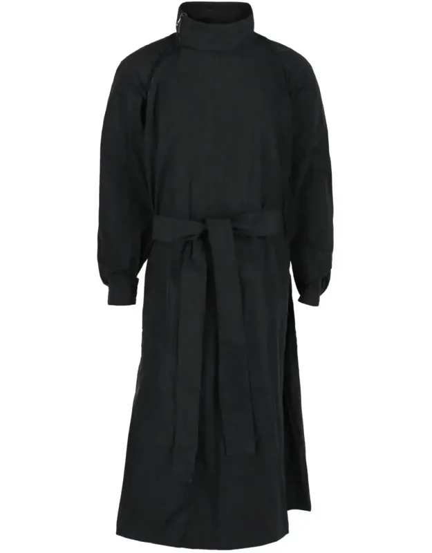 Asymmetrical Zip-detail Belted Trench Coat