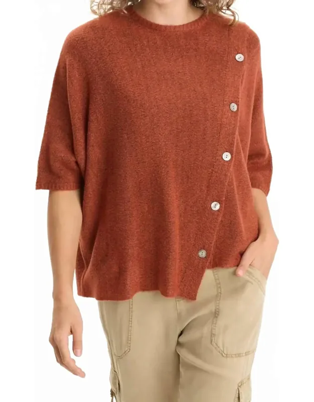 Asymmetrical Button Detail Knit Poncho