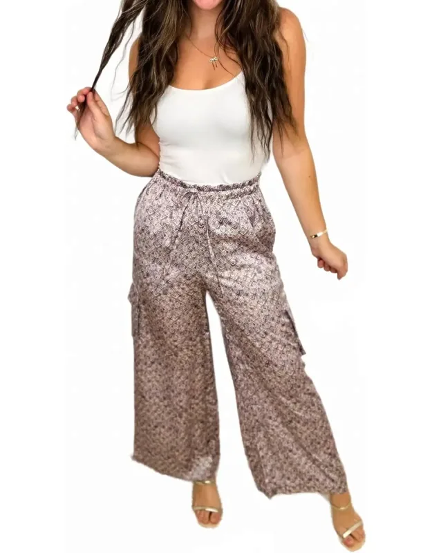 On A Shopping Spree High-rise Satin Wide Leg Cargo Pants
