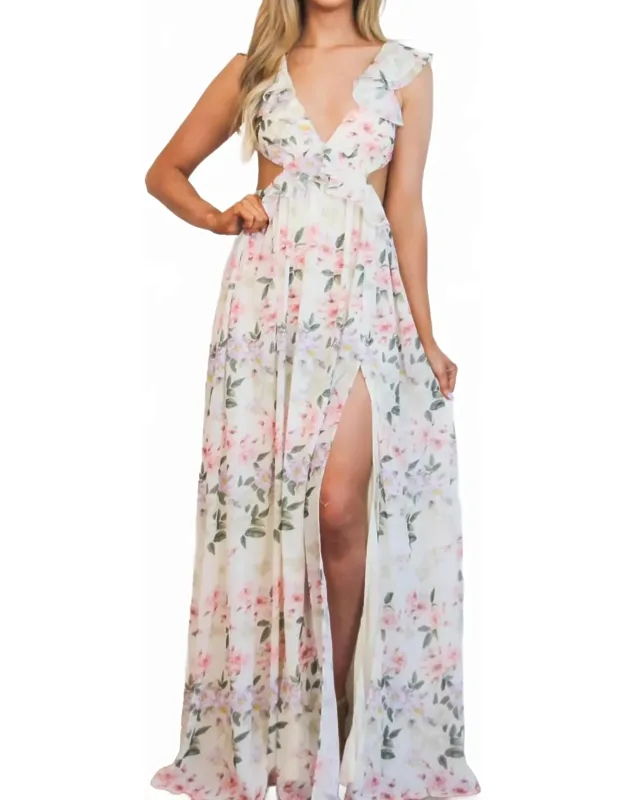 Garden Romance Cutout Floral Maxi Dress
